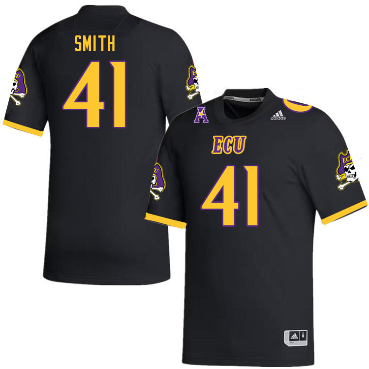 Men #41 Tripp Smith ECU Pirates College Football Jerseys Stitched Sale-Black - Click Image to Close
